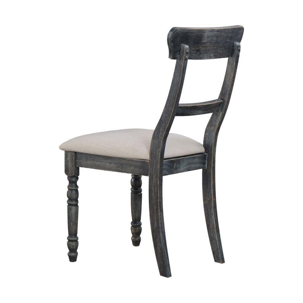 ACME Leventis Side Chair (Set-2), Light Brown Linen & Weathered Gray FredCo
