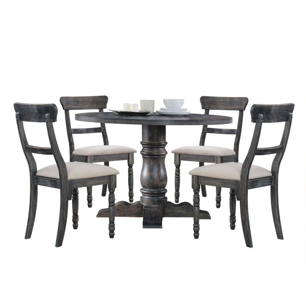 ACME Leventis Side Chair (Set-2), Light Brown Linen & Weathered Gray FredCo