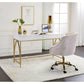 ACME Lightmane Desk, White High Gloss & Gold FredCo