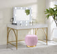 ACME Lightmane Vanity Desk , White High Gloss & Gold Finish FredCo
