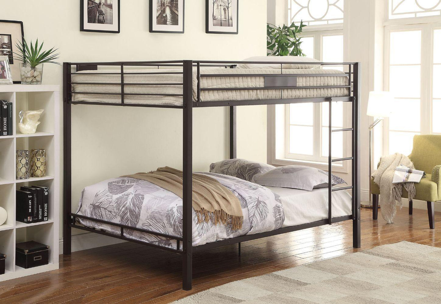 ACME Limbra Queen/Queen Bunk Bed, Sandy Black 38015 FredCo