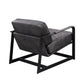 ACME Locnos Accent Chair, Gray Top Grain Leather & Black Finish FredCo