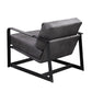 ACME Locnos Accent Chair, Gray Top Grain Leather & Black Finish FredCo