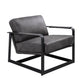 ACME Locnos Accent Chair, Gray Top Grain Leather & Black Finish FredCo