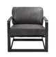 ACME Locnos Accent Chair, Gray Top Grain Leather & Black Finish FredCo