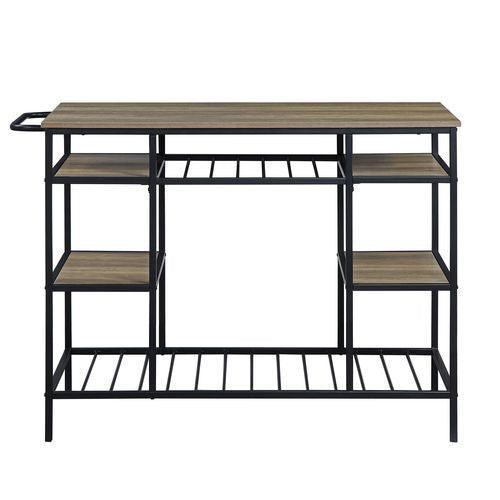 ACME Lona Kitchen Island, Rustic Oak & Black Finish FredCo