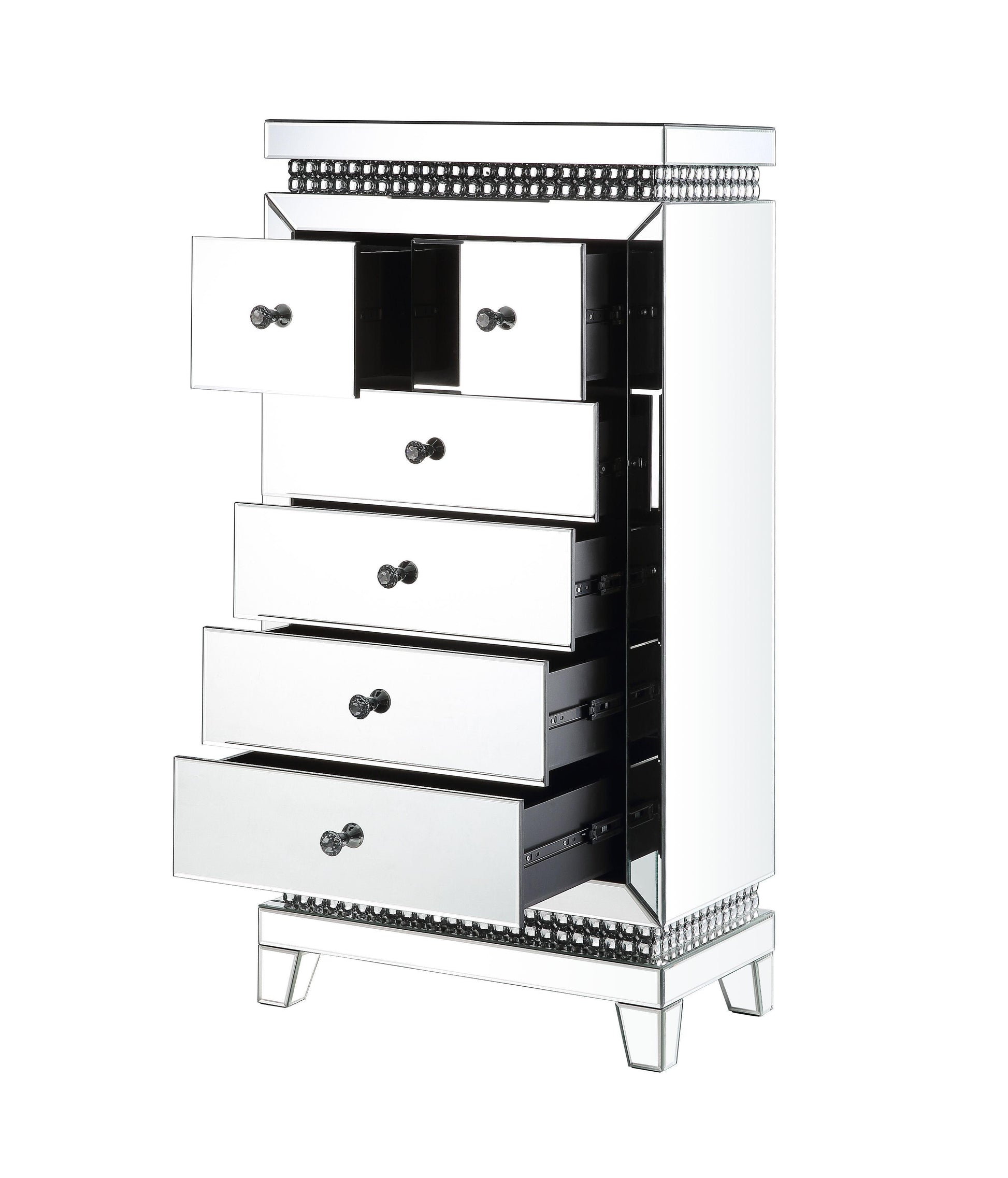 ACME Lotus Cabinet, Mirrored & Faux Crystals Inlay FredCo
