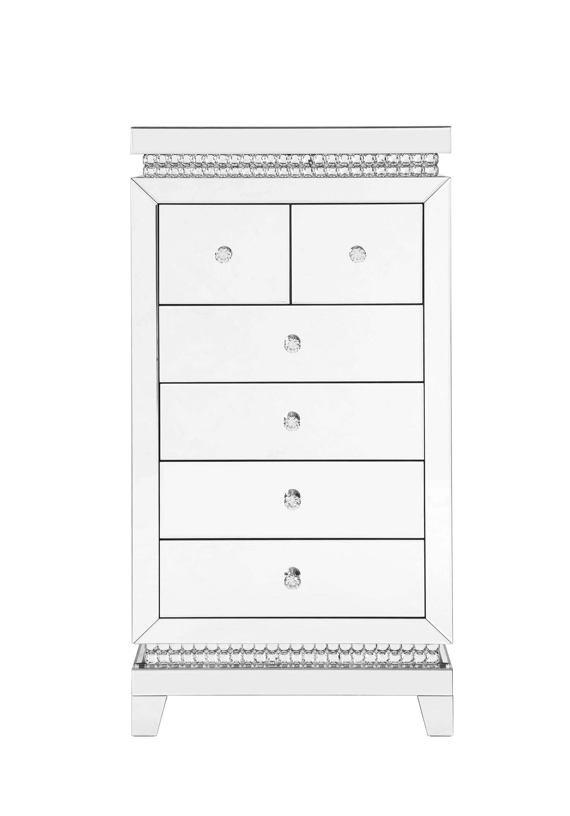 ACME Lotus Cabinet, Mirrored & Faux Crystals Inlay FredCo