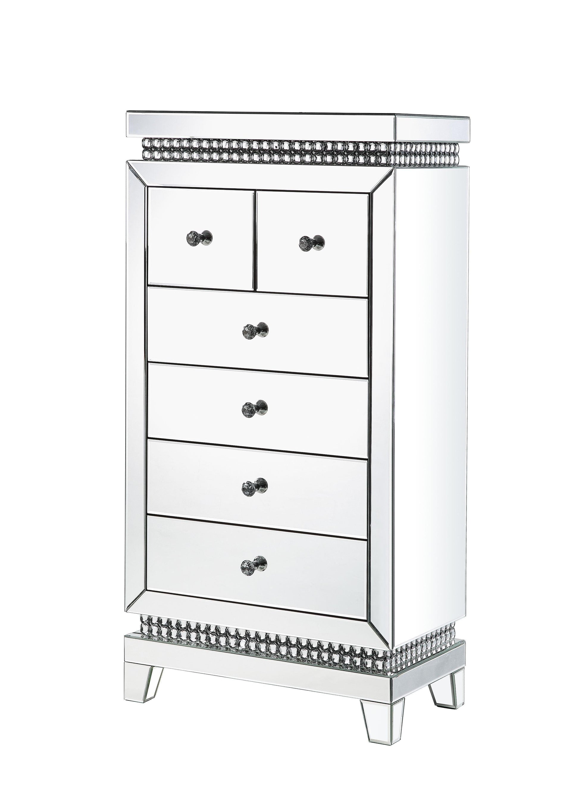 ACME Lotus Cabinet, Mirrored & Faux Crystals Inlay FredCo