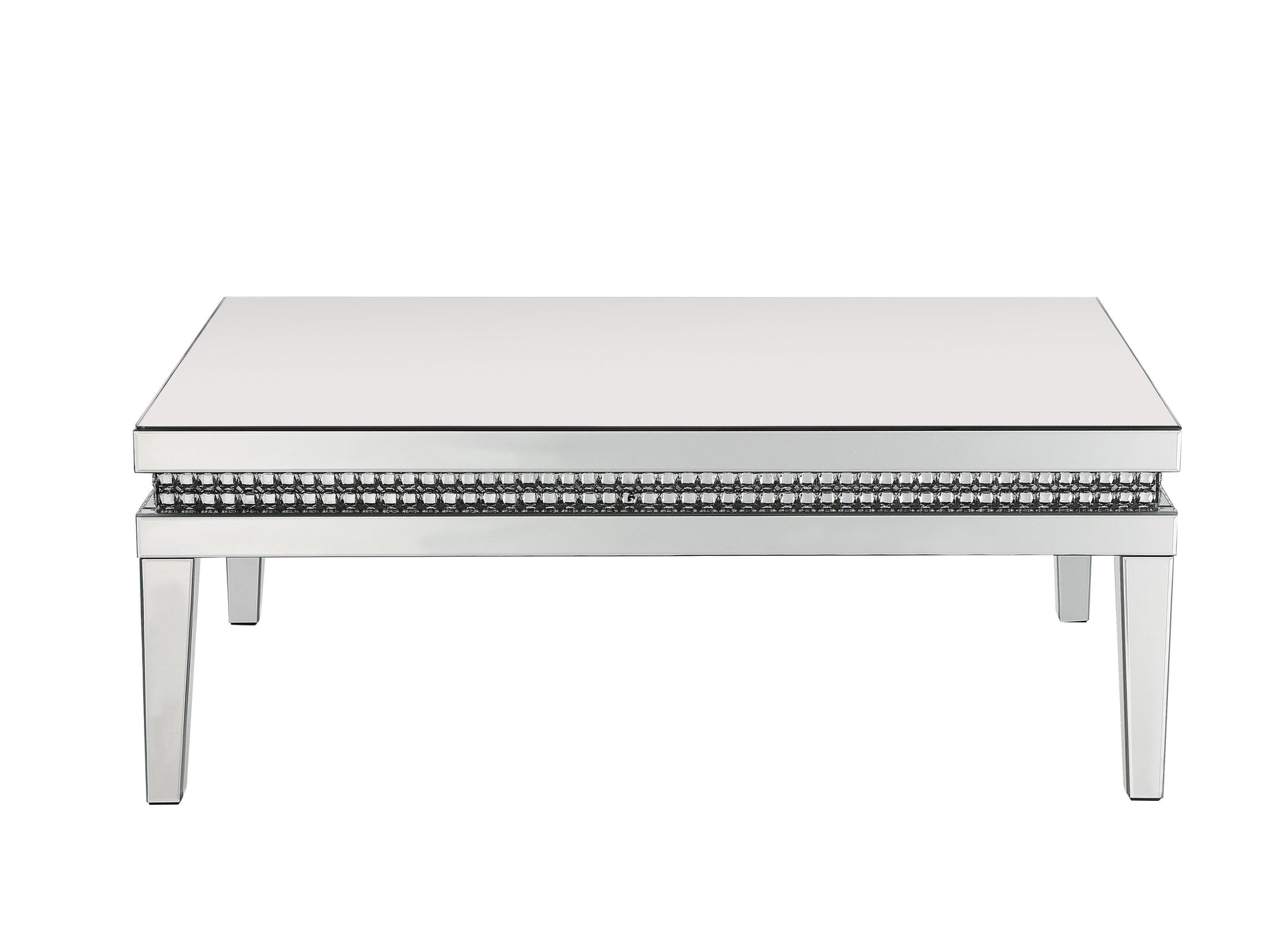 ACME Lotus Coffee Table, Mirrored & Faux Crystals Inlay FredCo