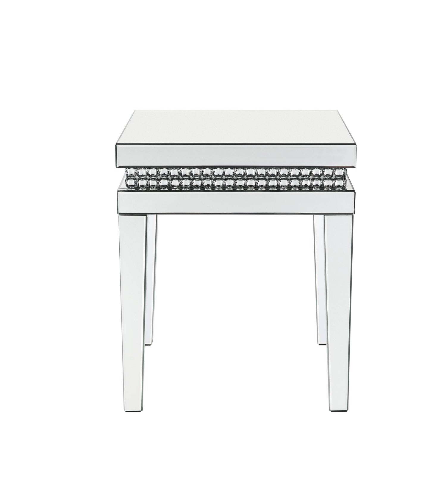 ACME Lotus End Table, Mirrored & Faux Crystals Inlay FredCo