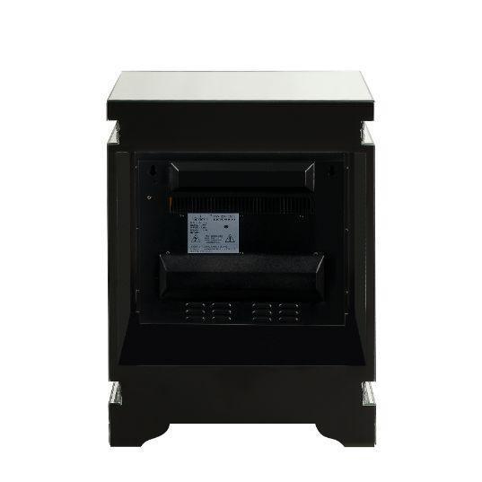 ACME Lotus Fireplace, Mirrored & Faux Diamonds FredCo