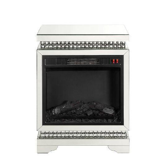 ACME Lotus Fireplace, Mirrored & Faux Diamonds FredCo