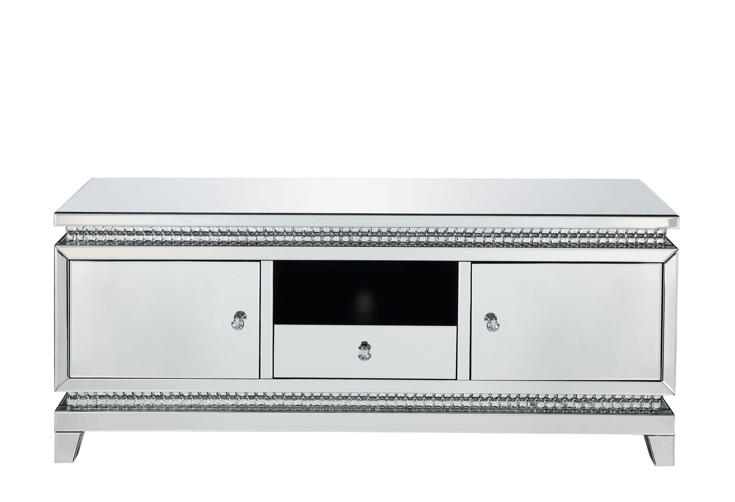 ACME Lotus TV Stand, Mirrored & Faux Crystals FredCo
