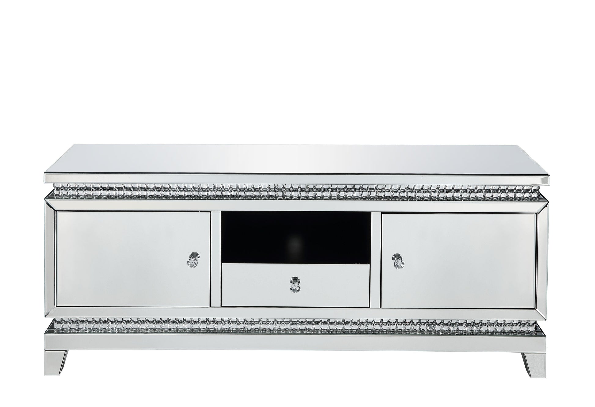ACME Lotus TV Stand, Mirrored & Faux Crystals FredCo