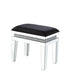 ACME Lotus Vanity Stool, Black Fabric, Mirrored & Faux Crystals FredCo