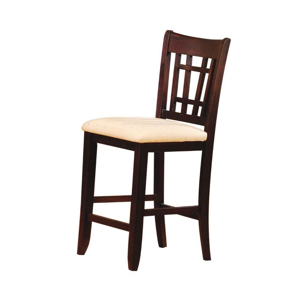 ACME Lugano Bar Chair (Set-2), Fabric & Dark Walnut FredCo