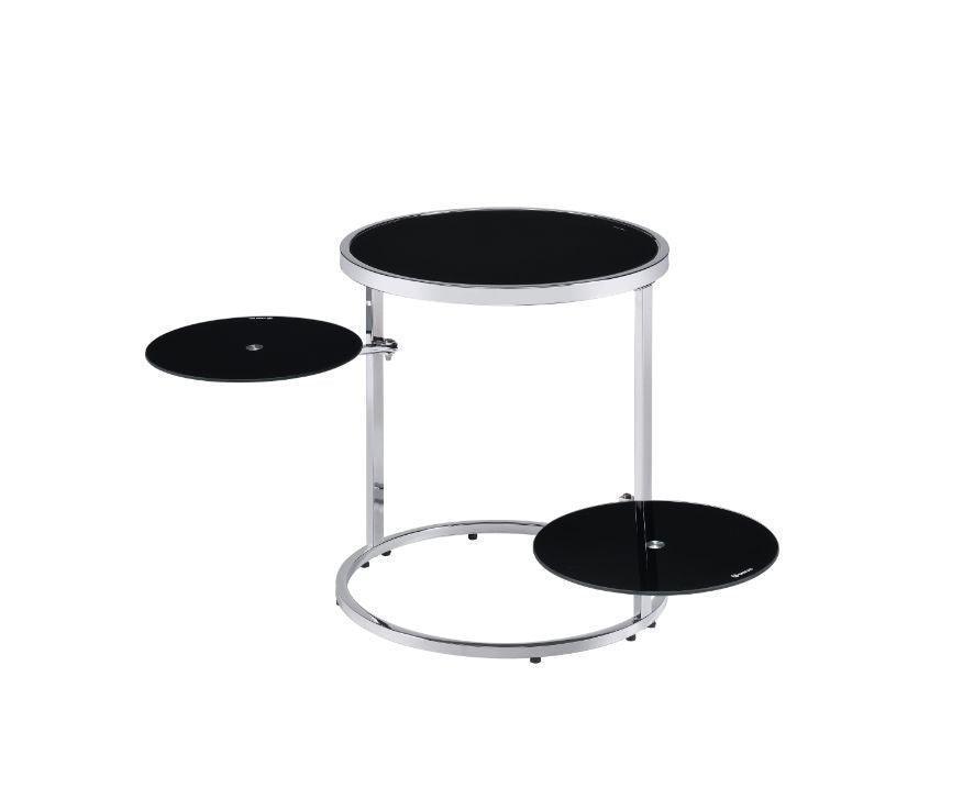 ACME Lynch Side Table, Black & Chrome Finish FredCo