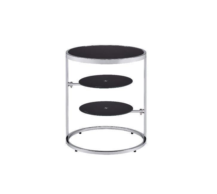 ACME Lynch Side Table, Black & Chrome Finish FredCo