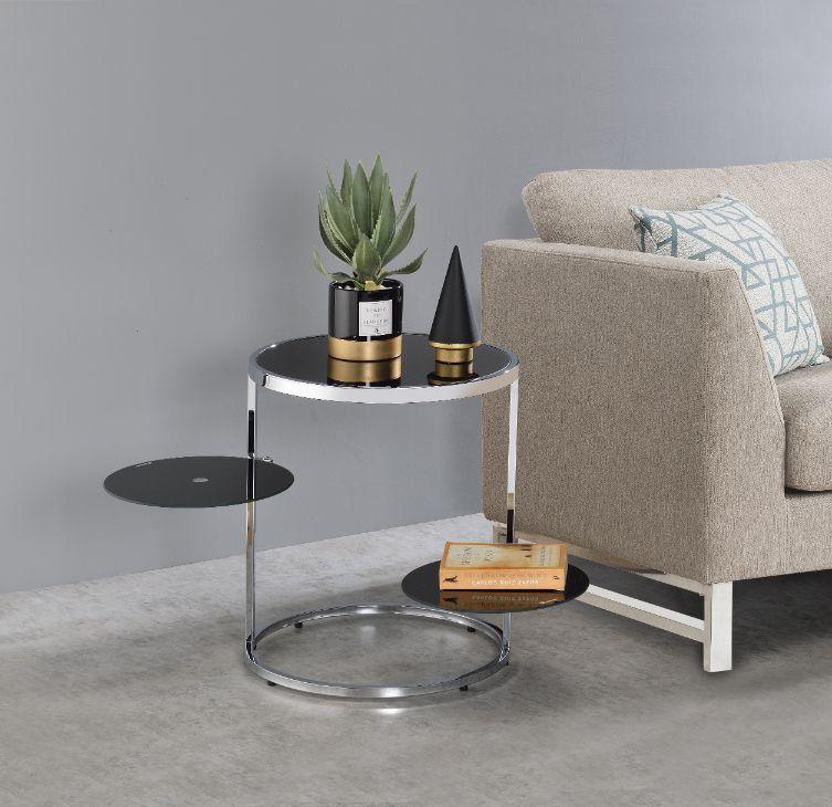 ACME Lynch Side Table, Black & Chrome Finish FredCo
