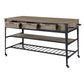 ACME Macaria Kitchen Island, Rustic Oak & Black FredCo