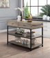 ACME Macaria Kitchen Island, Rustic Oak & Black Finish FredCo