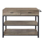 ACME Macaria Kitchen Island, Rustic Oak & Black Finish FredCo