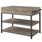 ACME Macaria Kitchen Island, Rustic Oak & Black Finish FredCo