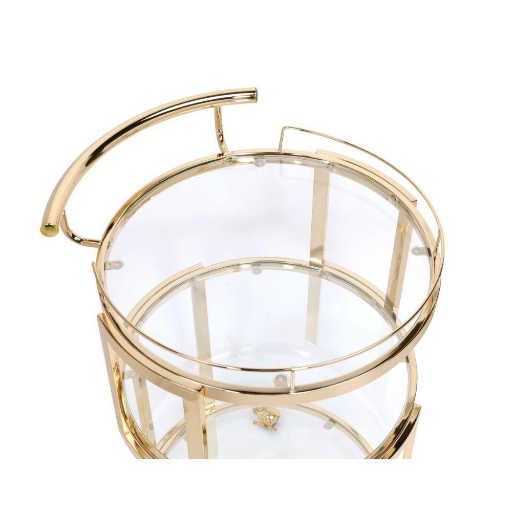 ACME Madelina Serving Cart, Gold & Clear Glass FredCo