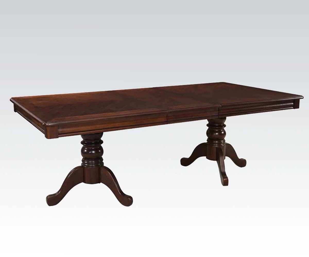 ACME Mahavira Dining Table w/Double Pedestal, Espresso 60680 FredCo