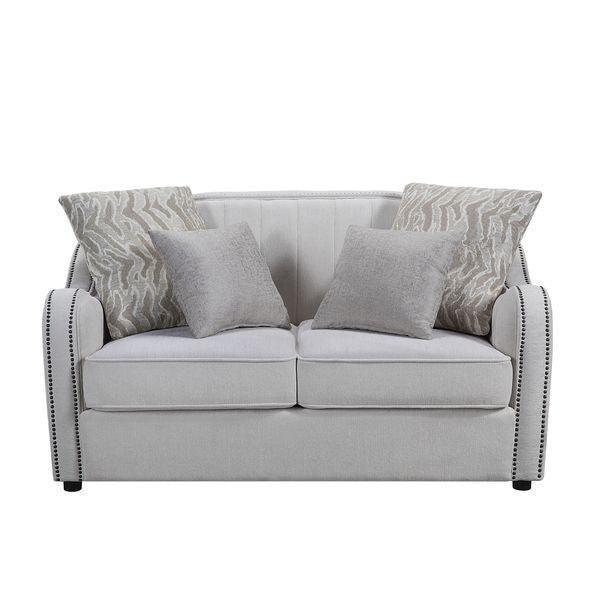 ACME Mahler Loveseat 4 Pillows, Beige Linen FredCo