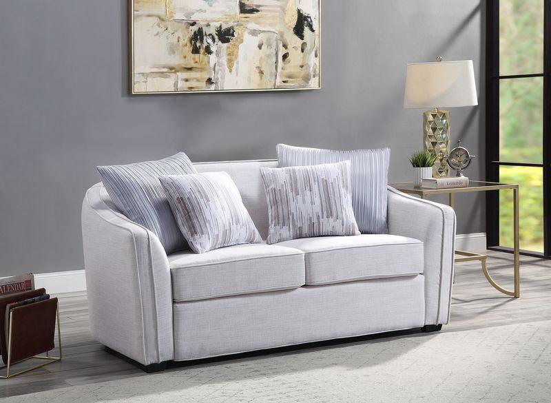 ACME Mahler Loveseat w/4 Pillows, Beige Linen FredCo