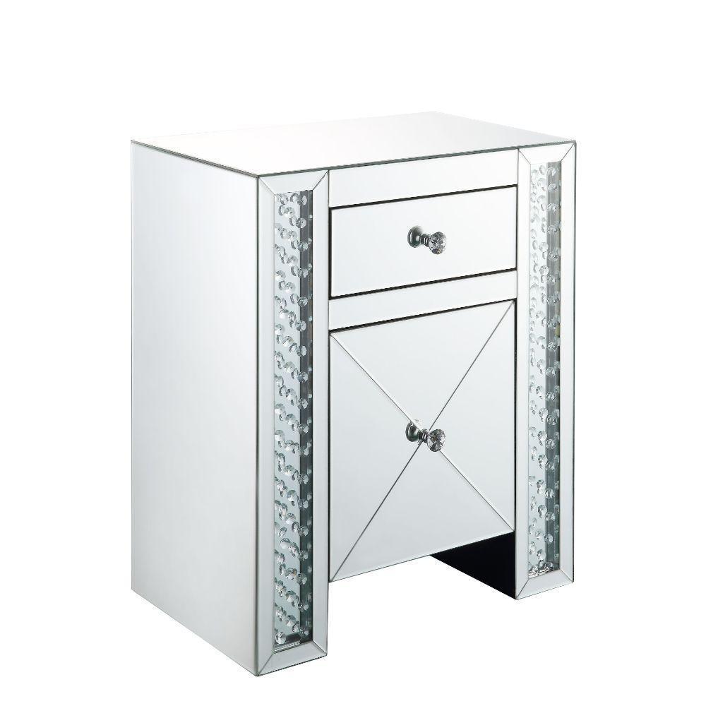 ACME Maisha Accent Table Mirrored & Faux Crystals FredCo