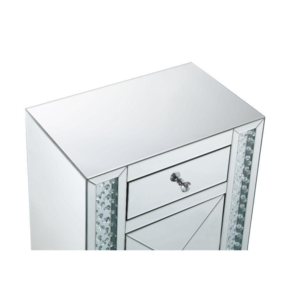 ACME Maisha Accent Table Mirrored & Faux Crystals FredCo