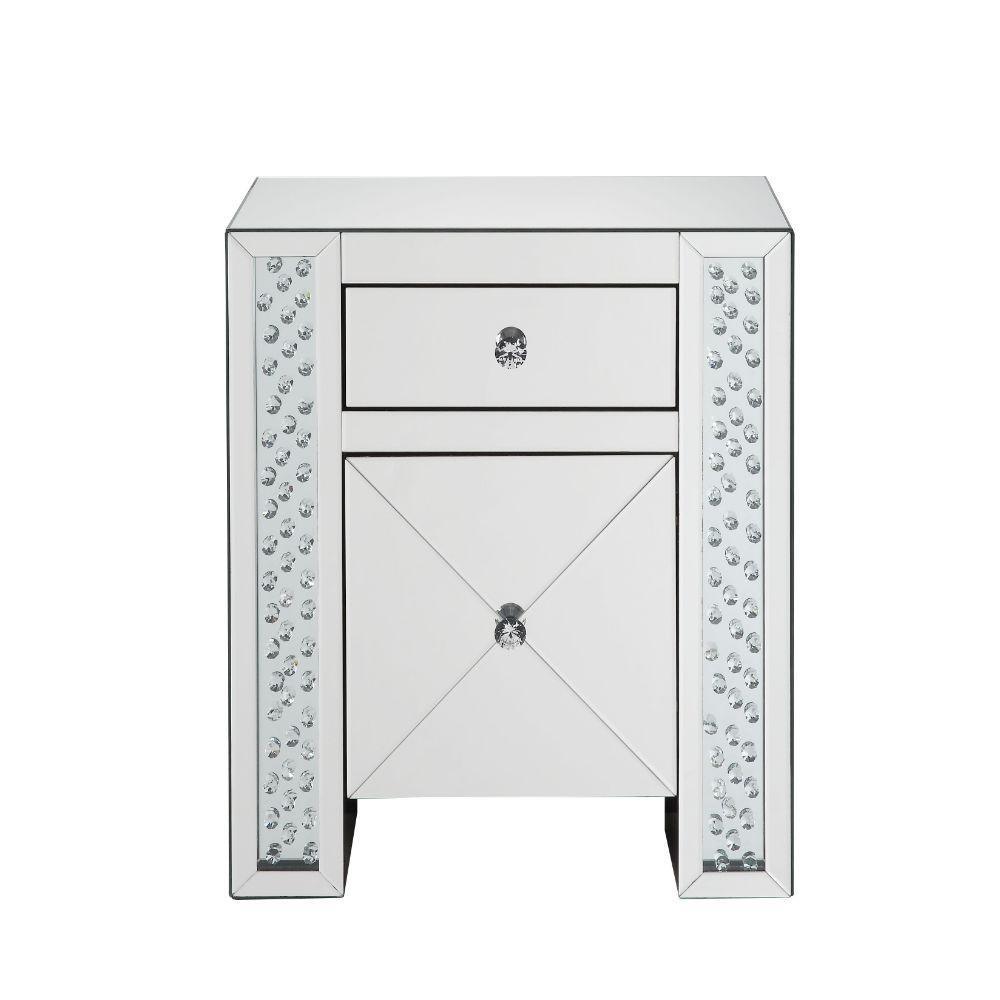 ACME Maisha Accent Table Mirrored & Faux Crystals FredCo