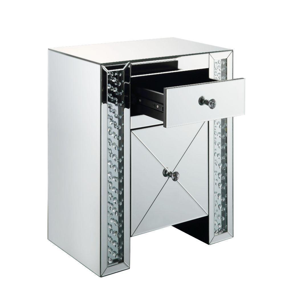 ACME Maisha Accent Table Mirrored & Faux Crystals FredCo