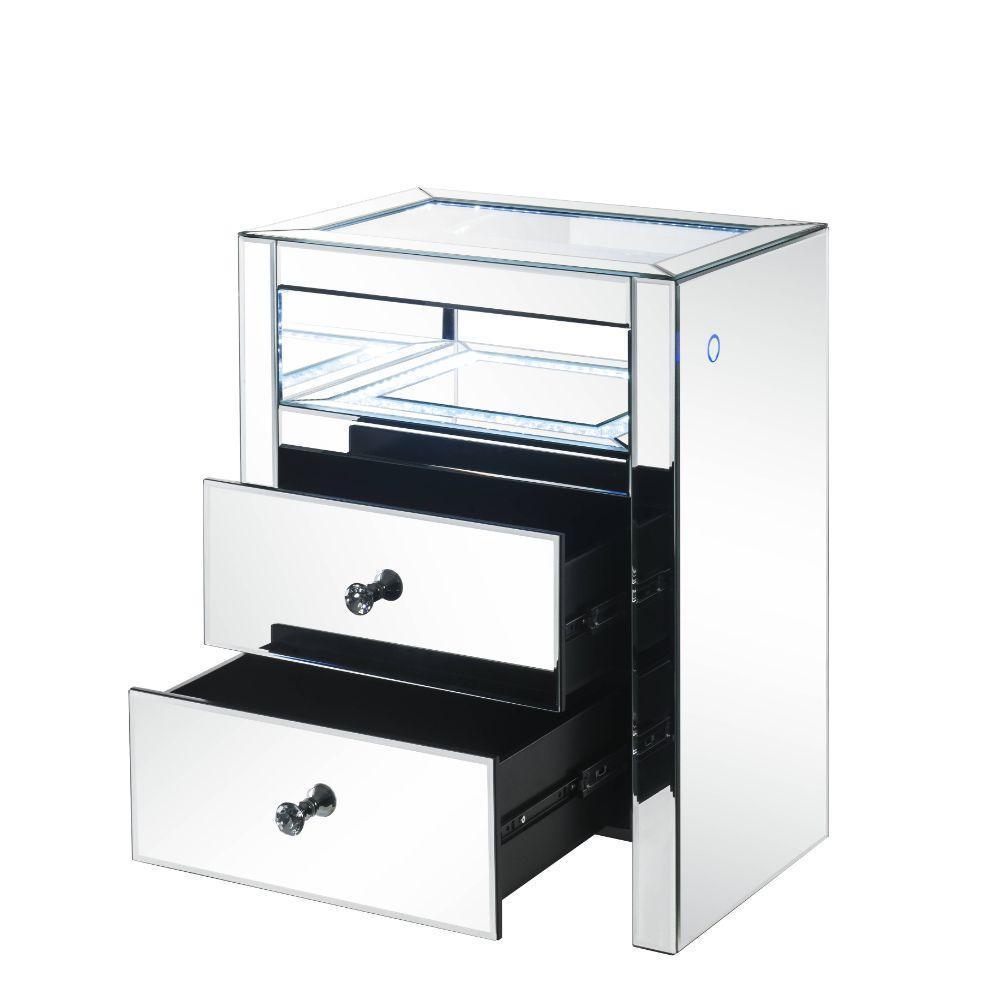 ACME Malish Accent Table w/LED, Mirrored FredCo