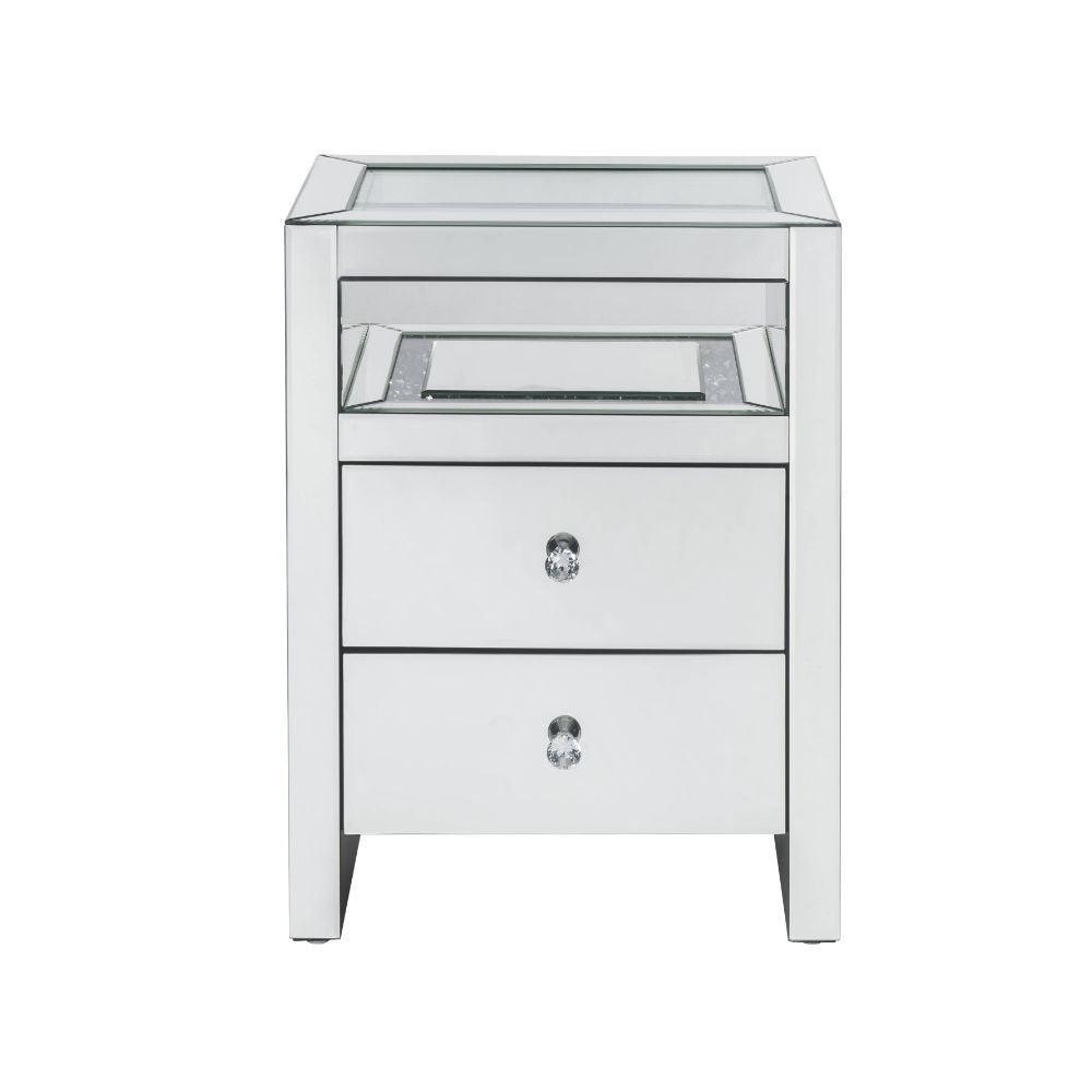 ACME Malish Accent Table w/LED, Mirrored FredCo