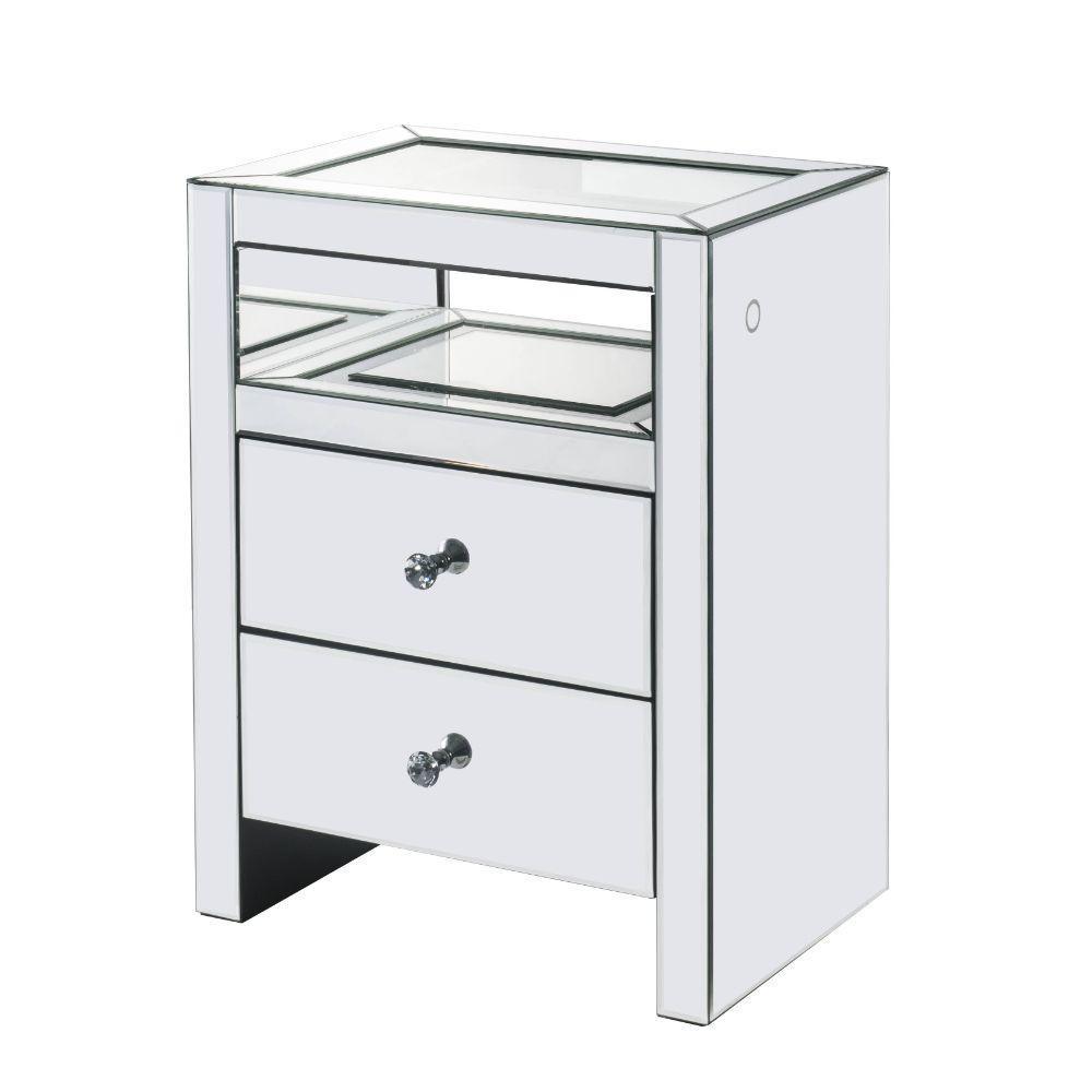 ACME Malish Accent Table w/LED, Mirrored FredCo