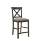 ACME Martha II Counter Height Chair (Set-2), Tan Linen & Weathered Gray FredCo