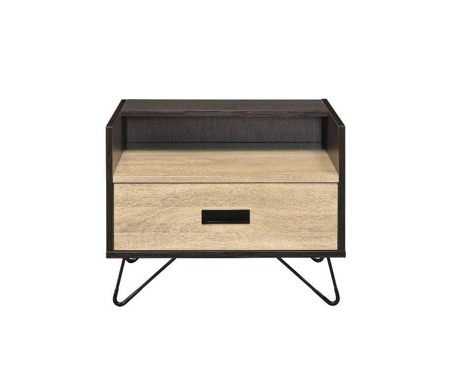 ACME Melkree Accent Table, Oak & Black Finish FredCo