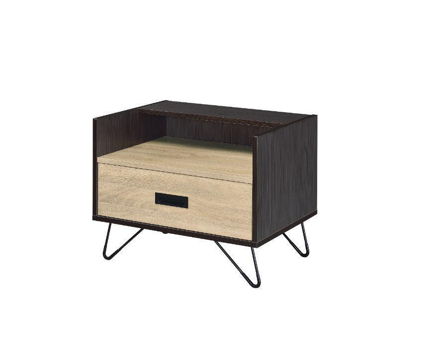 ACME Melkree Accent Table, Oak & Black Finish FredCo
