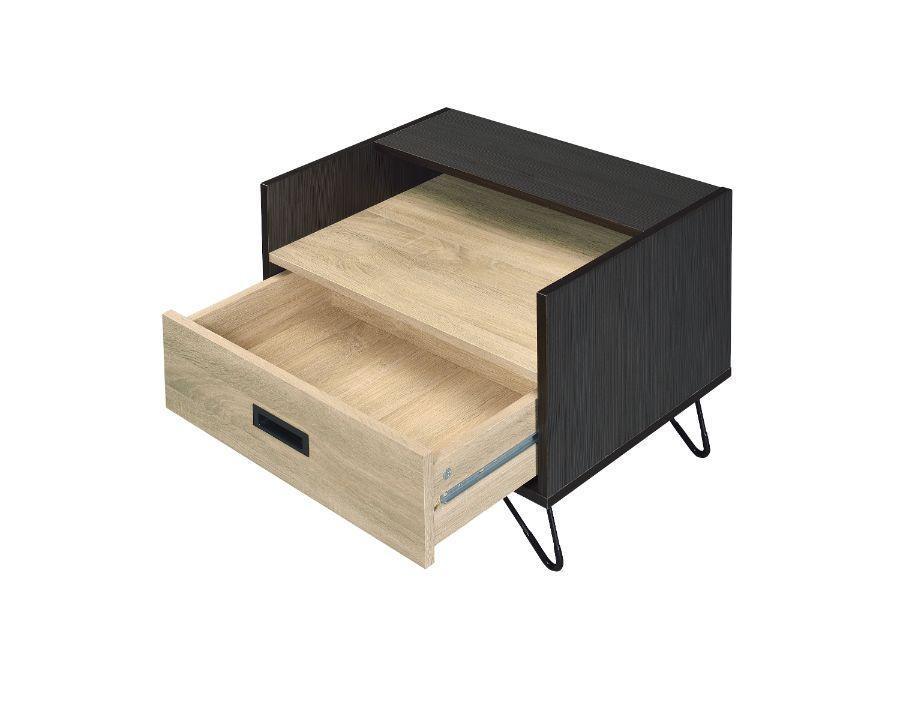 ACME Melkree Accent Table, Oak & Black Finish FredCo