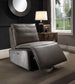 ACME Metier Power Motion Recliner, Gray Top Grain Leather & Aluminum FredCo