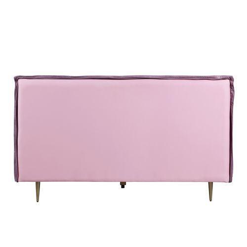 ACME Metis Eastern King Bed, Gray Top Grain Leather FredCo