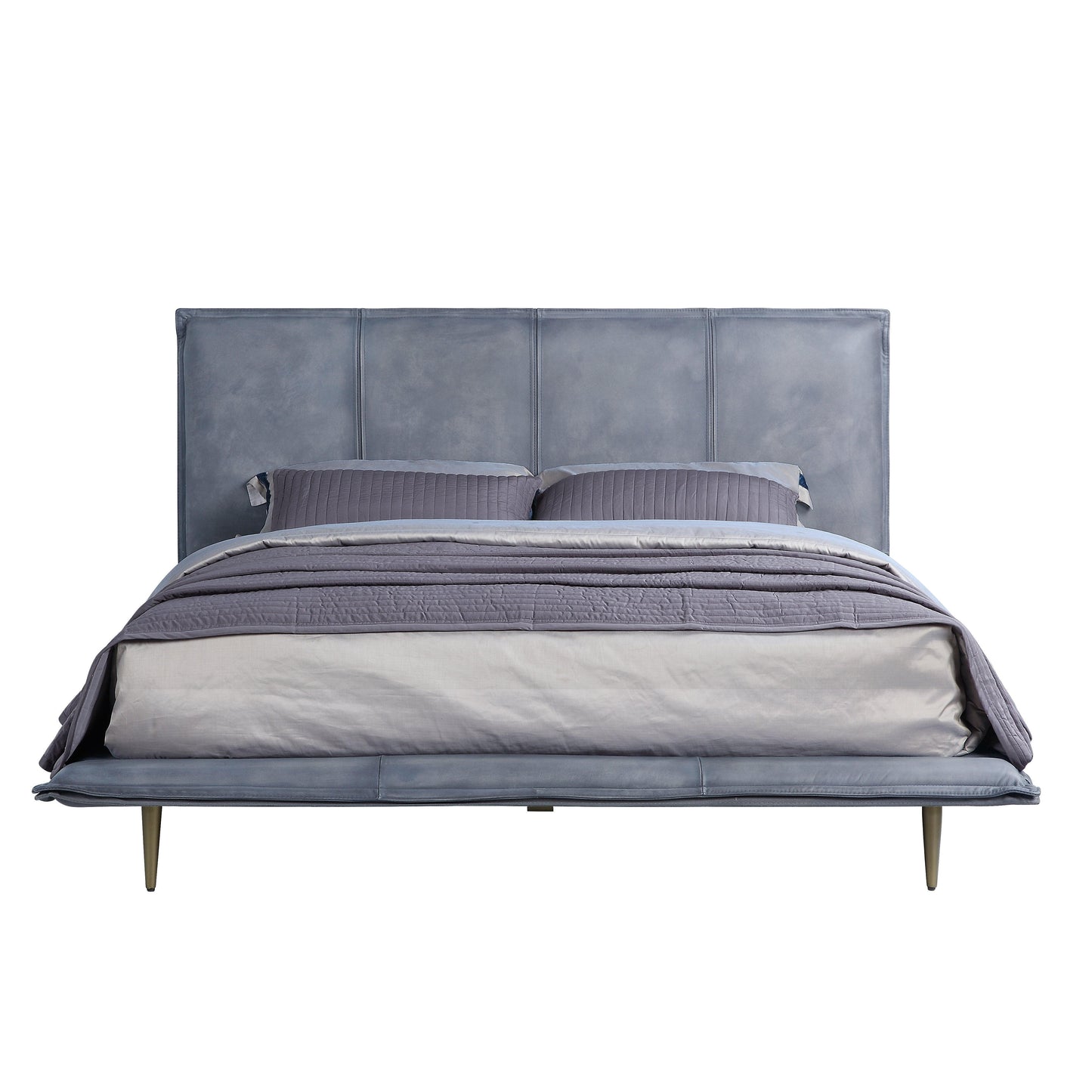 ACME Metis Queen Bed, Gray Top Grain Leather FredCo