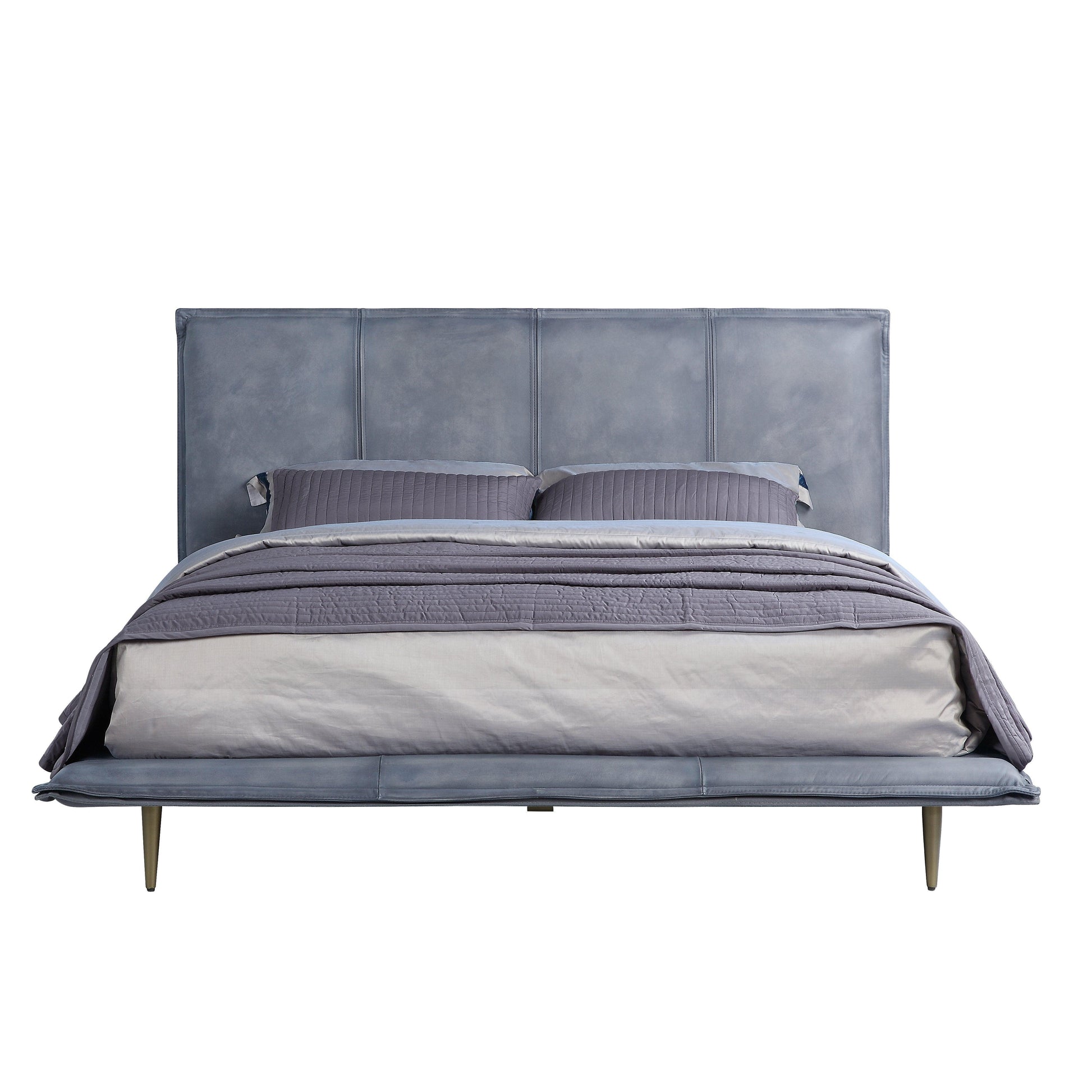 ACME Metis Queen Bed, Gray Top Grain Leather FredCo