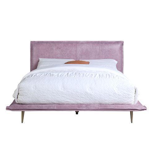 ACME Metis Queen Bed, Pink Top Grain Leather FredCo