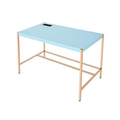 ACME Midriaks Writing Desk, Baby Blue & Gold Finish FredCo
