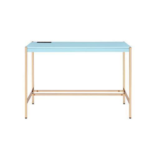ACME Midriaks Writing Desk, Baby Blue & Gold Finish FredCo